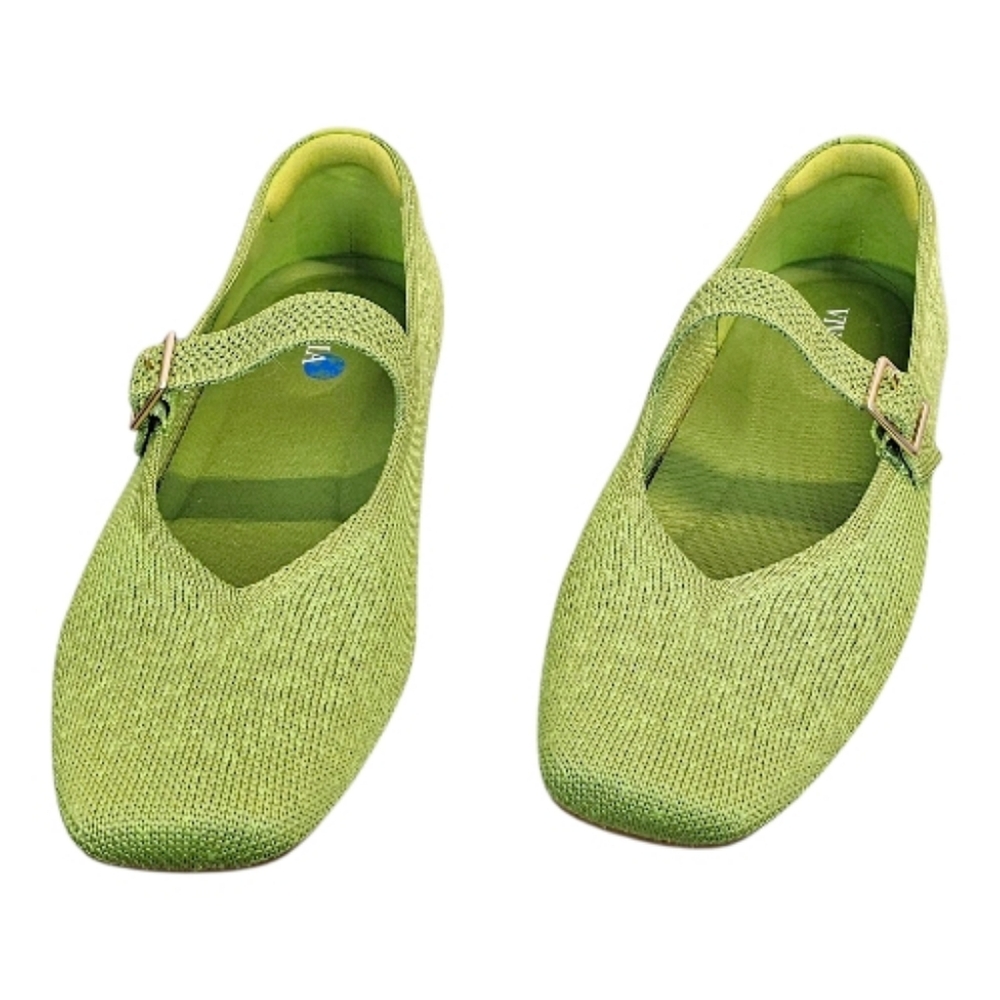 NWOT Vivaia Margot Pistachio Ombre Square Toe Mary Jane Flats Sz 37 Balletcore - Picture 9 of 15